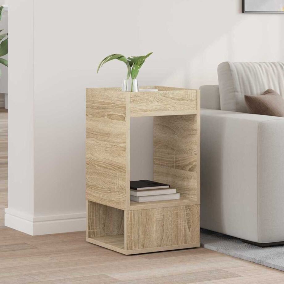 vidaXL Bijzettafel Sonoma Eiken 30 x 30 x 56 cm Bewerkt hout afbeelding 1