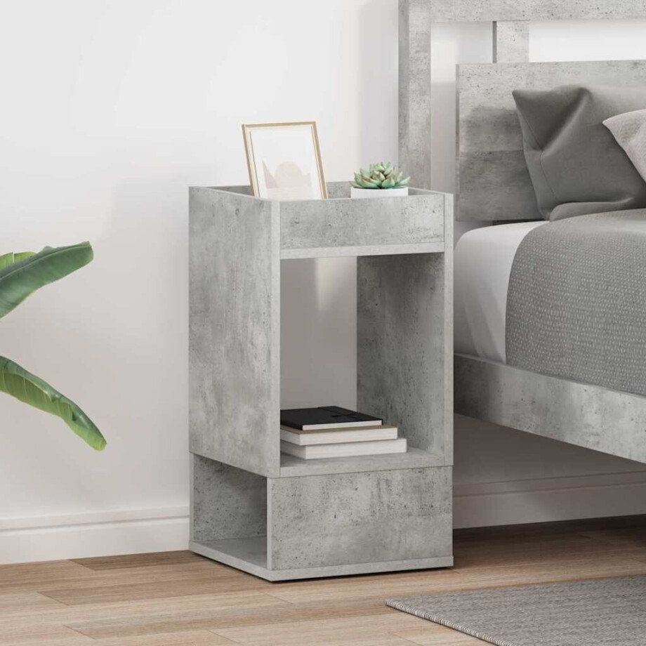 vidaXL Bijzettafel 2 pcs Beton Grijs 30 x 30 x 56 cm Bewerkt hout vidaXL Bijzettafel 2 pcs Beton Grijs 30 x 30 x 56 cm Bewerkt hout afbeelding 1