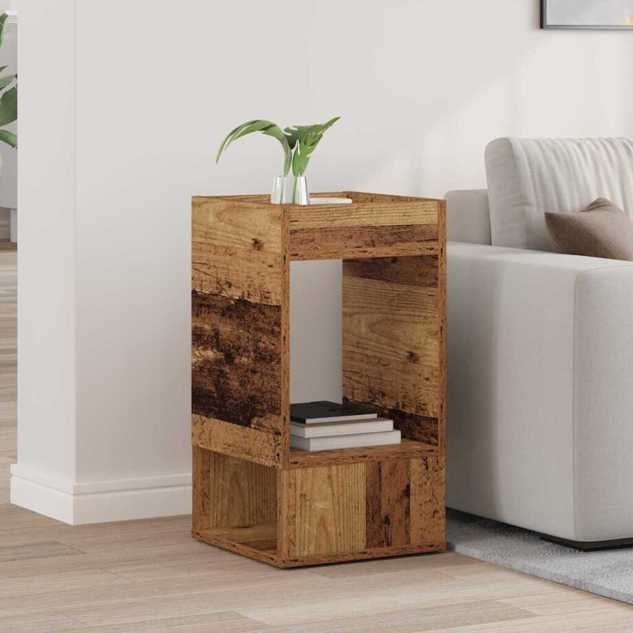 vidaXL Bijzettafel Oudhout 30 x 30 x 56 cm Bewerkt hout afbeelding 1