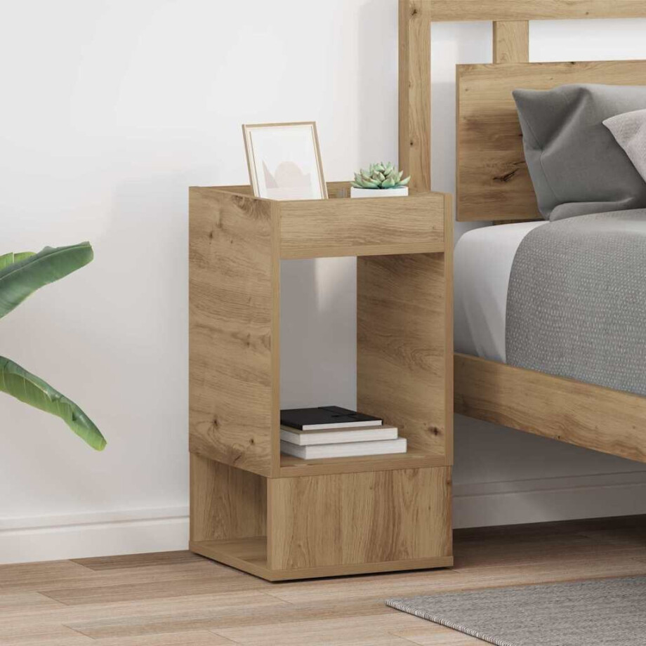 vidaXL Bijzettafel 2 pcs Artisan Eiken 30 x 30 x 56 cm Bewerkt hout vidaXL Bijzettafel 2 pcs Artisan Eiken 30 x 30 x 56 cm Bewerkt hout afbeelding 1