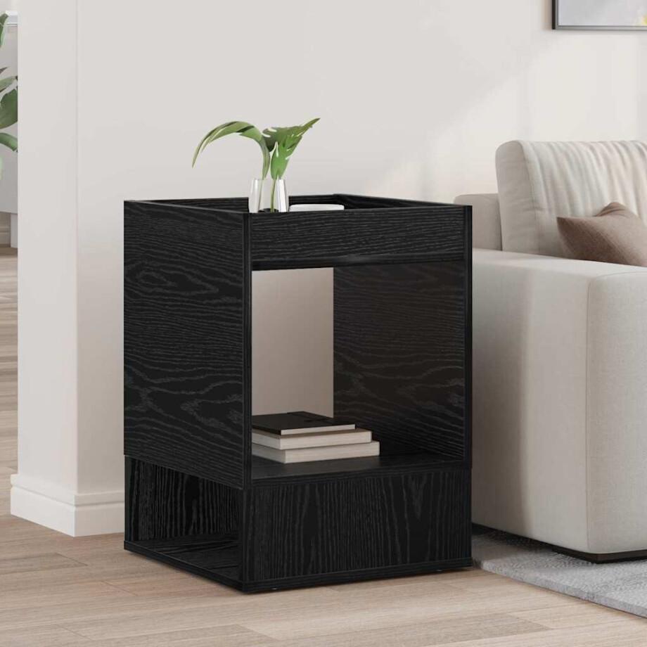 vidaXL Bijzettafel Zwart Eiken 40 x 40 x 56 cm Bewerkt hout vidaXL Bijzettafel Zwart Eiken 40 x 40 x 56 cm Bewerkt hout afbeelding 1