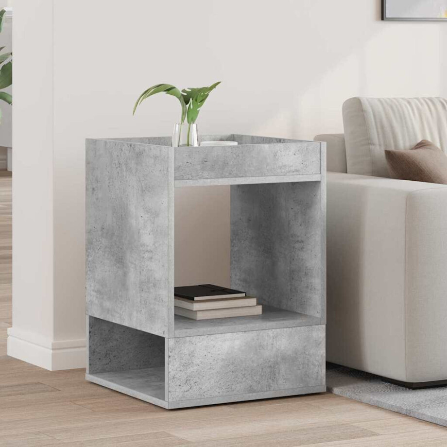 vidaXL Bijzettafel Beton Grijs 40 x 40 x 56 cm Bewerkt hout afbeelding 1