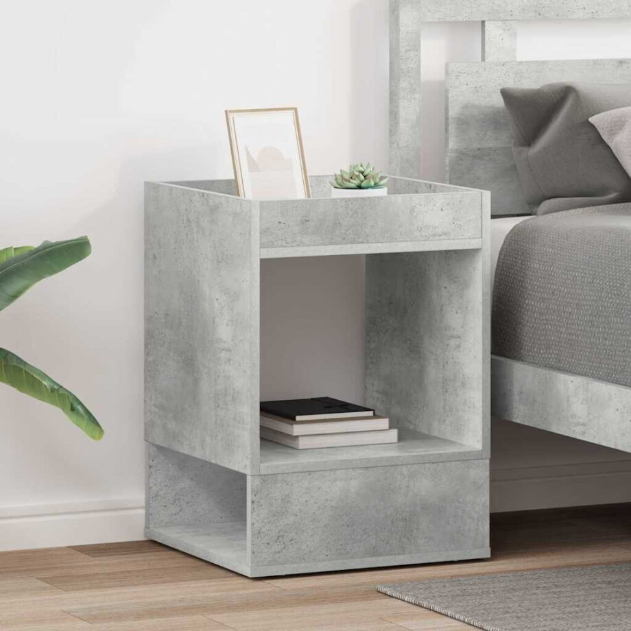 vidaXL Bijzettafel 2 pcs Beton Grijs 40 x 40 x 56 cm Bewerkt hout vidaXL Bijzettafel 2 pcs Beton Grijs 40 x 40 x 56 cm Bewerkt hout afbeelding 1