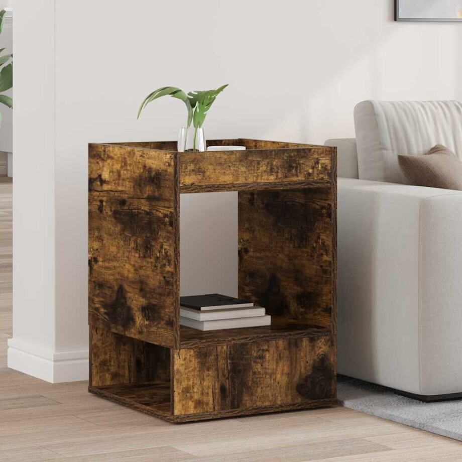 vidaXL Bijzettafel Gerookt eiken 40 x 40 x 56 cm Bewerkt hout vidaXL Bijzettafel Gerookt eiken 40 x 40 x 56 cm Bewerkt hout afbeelding 1