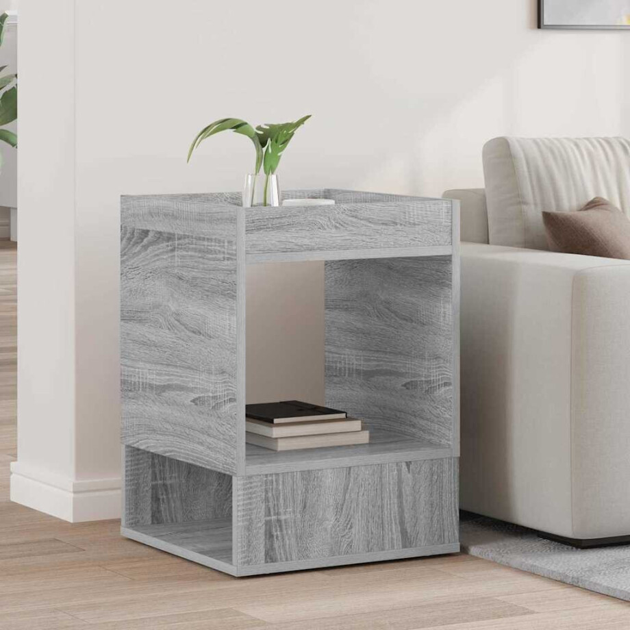 vidaXL Bijzettafel Grijs Sonoma 40 x 40 x 56 cm Bewerkt hout afbeelding 1