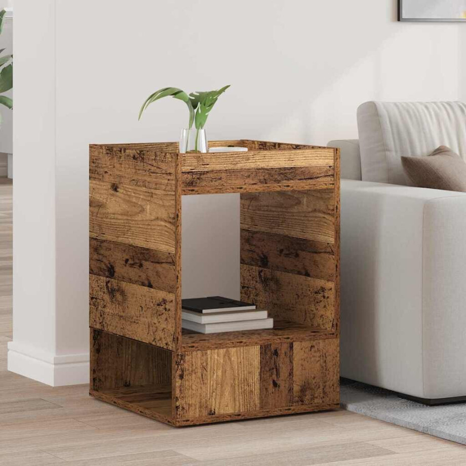 vidaXL Bijzettafel Oudhout 40 x 40 x 56 cm Bewerkt hout afbeelding 1