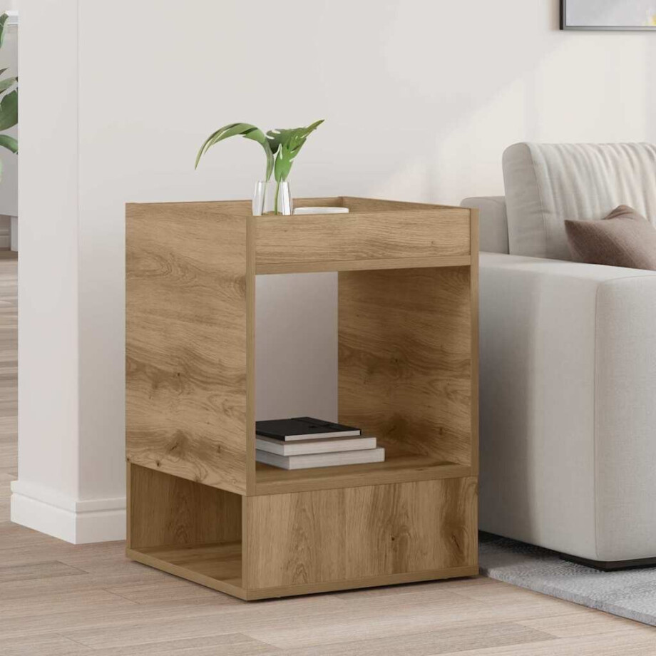 vidaXL Bijzettafel Artisan Eiken 40 x 40 x 56 cm Bewerkt hout vidaXL Bijzettafel Artisan Eiken 40 x 40 x 56 cm Bewerkt hout afbeelding 1