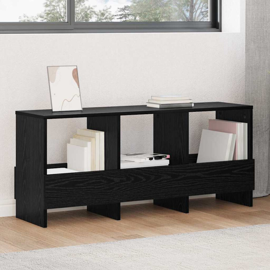 vidaXL Tijdschrift Rek Zwart Eiken 102 x 30 x 45 cm afbeelding 1