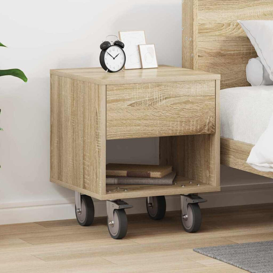 vidaXL Nachtkastje Sonoma Eiken 40,5 x 40 x 48 cm Bewerkt hout afbeelding 1