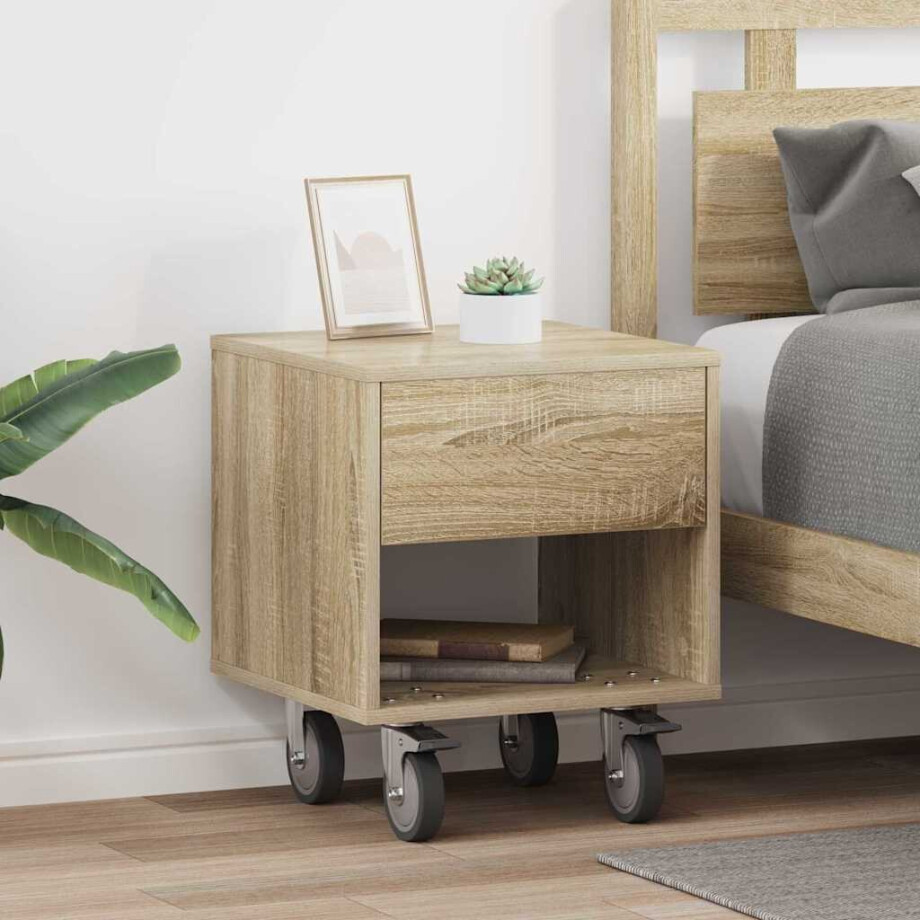 vidaXL Nachtkastje 2 pcs Sonoma Eiken 40,5 x 40 x 48 cm Bewerkt hout afbeelding 1
