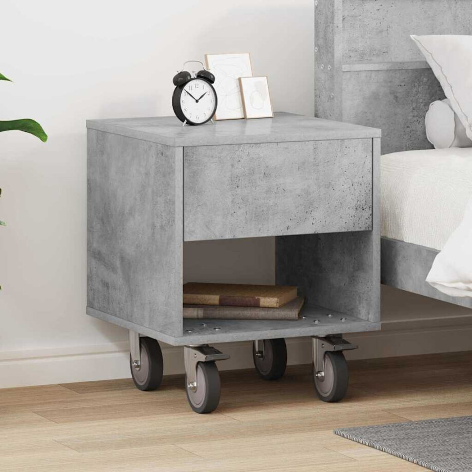 vidaXL Nachtkastje Beton Grijs 40,5 x 40 x 48 cm Bewerkt hout vidaXL Nachtkastje Beton Grijs 40,5 x 40 x 48 cm Bewerkt hout afbeelding 1