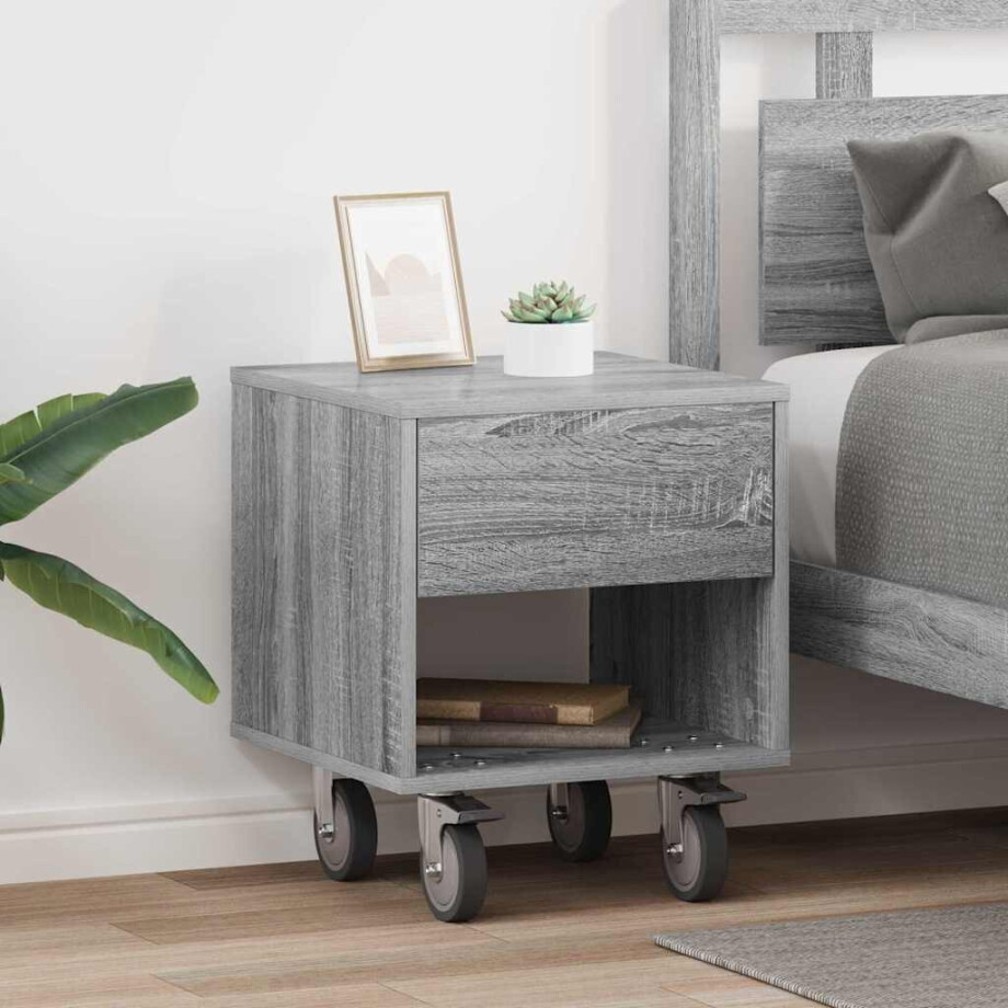 vidaXL Nachtkastje 2 pcs Grijs Sonoma 40,5 x 40 x 48 cm Bewerkt hout afbeelding 1