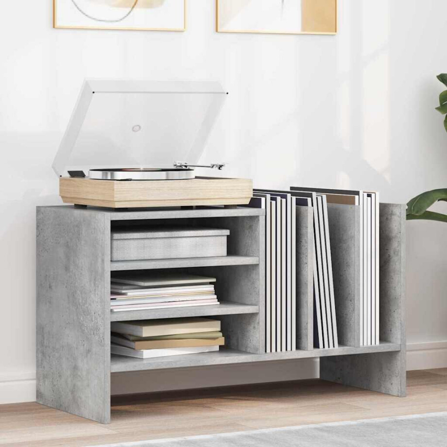 vidaXL Platenkast met plank Beton Grijs 78.5 x 35 x 45 cm Bewerkt hout vidaXL Platenkast met plank Beton Grijs 78.5 x 35 x 45 cm Bewerkt hout afbeelding 1