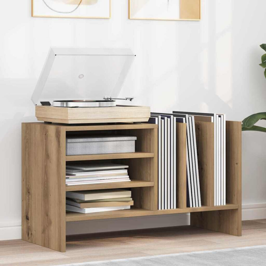 vidaXL Platenkast Artisan Eiken 78.5 x 35 x 45 cm Bewerkt hout vidaXL Platenkast Artisan Eiken 78.5 x 35 x 45 cm Bewerkt hout afbeelding 1