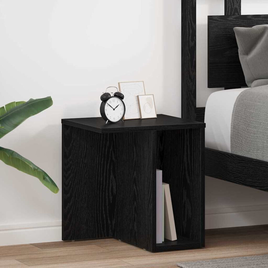 vidaXL Bijzettafel 2 pcs Zwart Eiken 37 x 32 x 40 cm Bewerkt hout vidaXL Bijzettafel 2 pcs Zwart Eiken 37 x 32 x 40 cm Bewerkt hout afbeelding 1