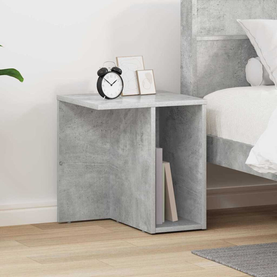 vidaXL Bijzettafel Beton Grijs 37 x 32 x 40 cm Bewerkt hout afbeelding 1