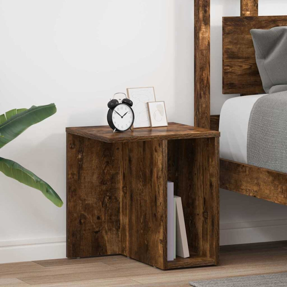 vidaXL Bijzettafel 2 pcs Gerookt eiken 37 x 32 x 40 cm Bewerkt hout vidaXL Bijzettafel 2 pcs Gerookt eiken 37 x 32 x 40 cm Bewerkt hout afbeelding 1