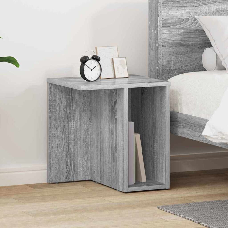vidaXL Bijzettafel Grijs Sonoma 37 x 32 x 40 cm Bewerkt hout afbeelding 1