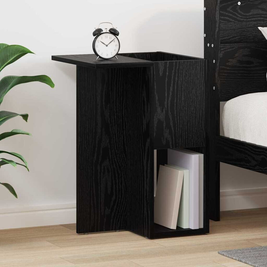 vidaXL Bijzettafel Zwart Eiken 35 x 40 x 55 cm Bewerkt hout vidaXL Bijzettafel Zwart Eiken 35 x 40 x 55 cm Bewerkt hout afbeelding 1