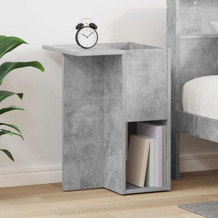 vidaXL Bijzettafel Beton Grijs 35 x 40 x 55 cm Bewerkt hout afbeelding 1