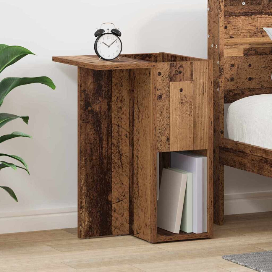 vidaXL Bijzettafel Oudhout 35 x 40 x 55 cm Bewerkt hout afbeelding 1