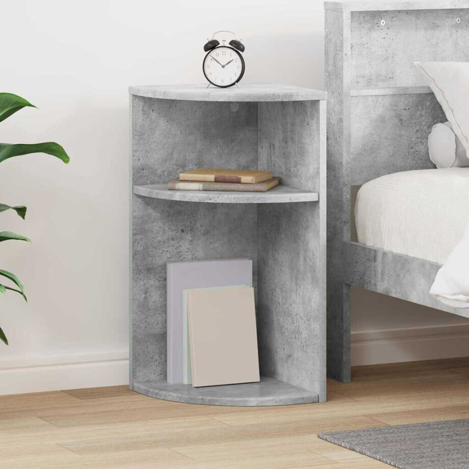 vidaXL Bijzettafel Beton Grijs 29,6 x 29,6 x 60 cm Bewerkt hout afbeelding 1