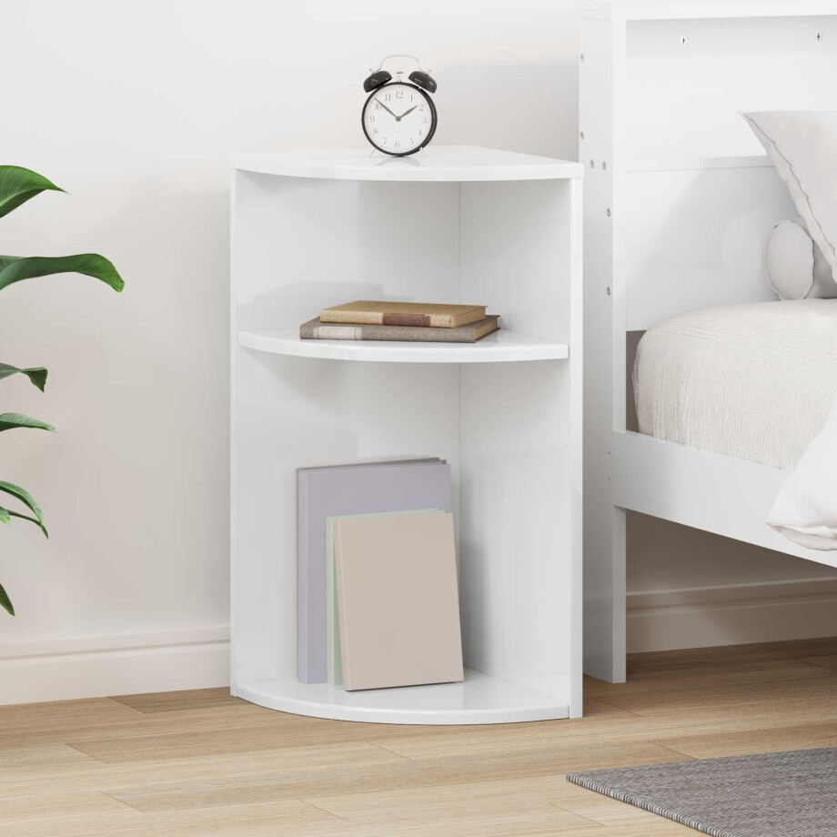 vidaXL Bijzettafel Hoogglans wit 29,6 x 29,6 x 60 cm Bewerkt hout afbeelding 1