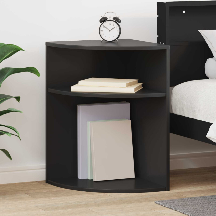vidaXL Bijzettafel Zwart 39,7 x 39,7 x 60 cm Bewerkt hout afbeelding 1