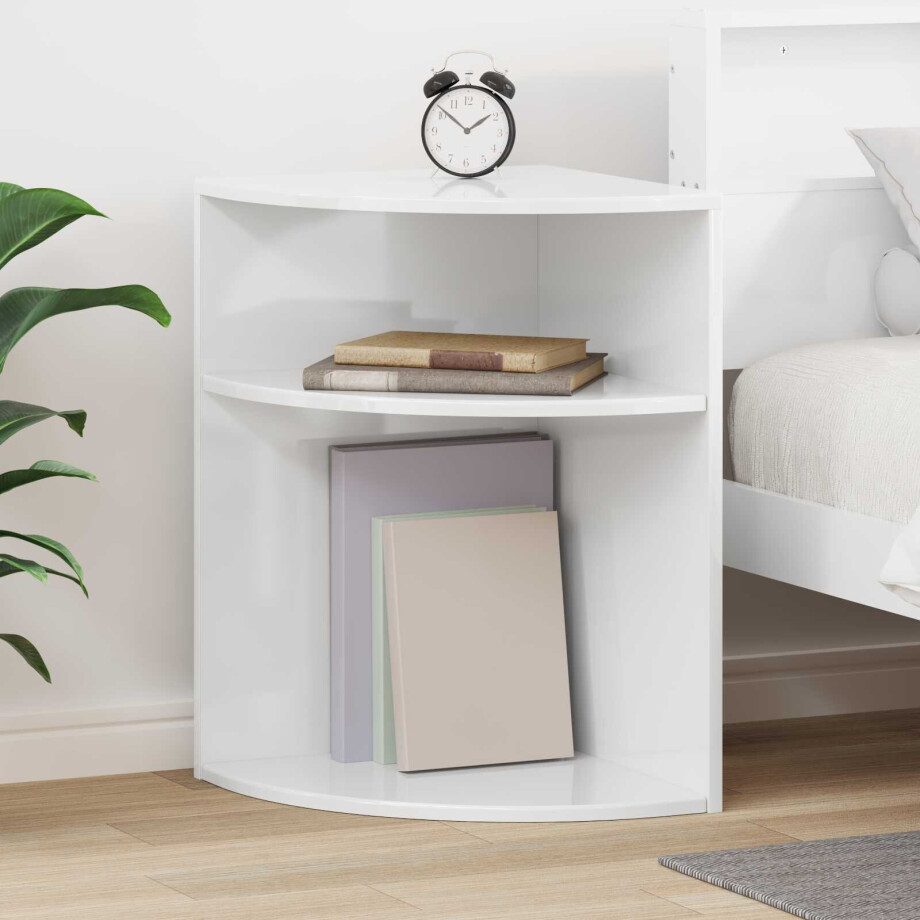 vidaXL Bijzettafel Hoogglans wit 39,7 x 39,7 x 60 cm Bewerkt hout afbeelding 1