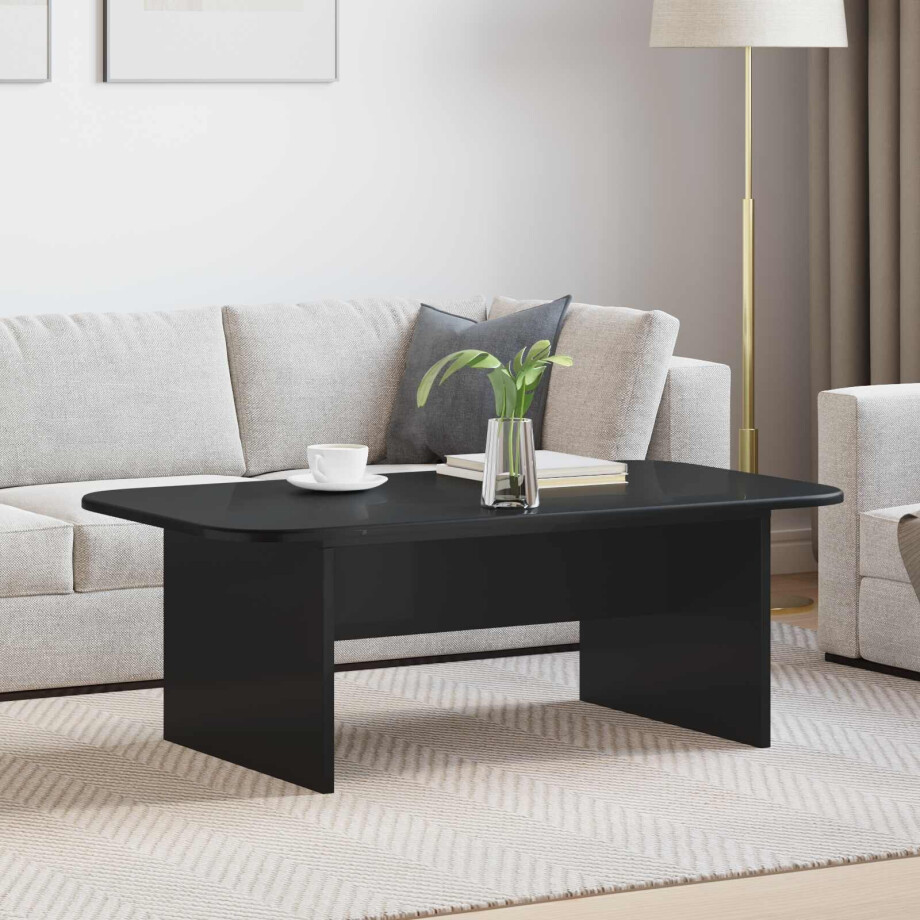 vidaXL Salontafel Zwart 93 x 53 x 33 cm Bewerkt hout vidaXL Salontafel Zwart 93 x 53 x 33 cm Bewerkt hout afbeelding 1