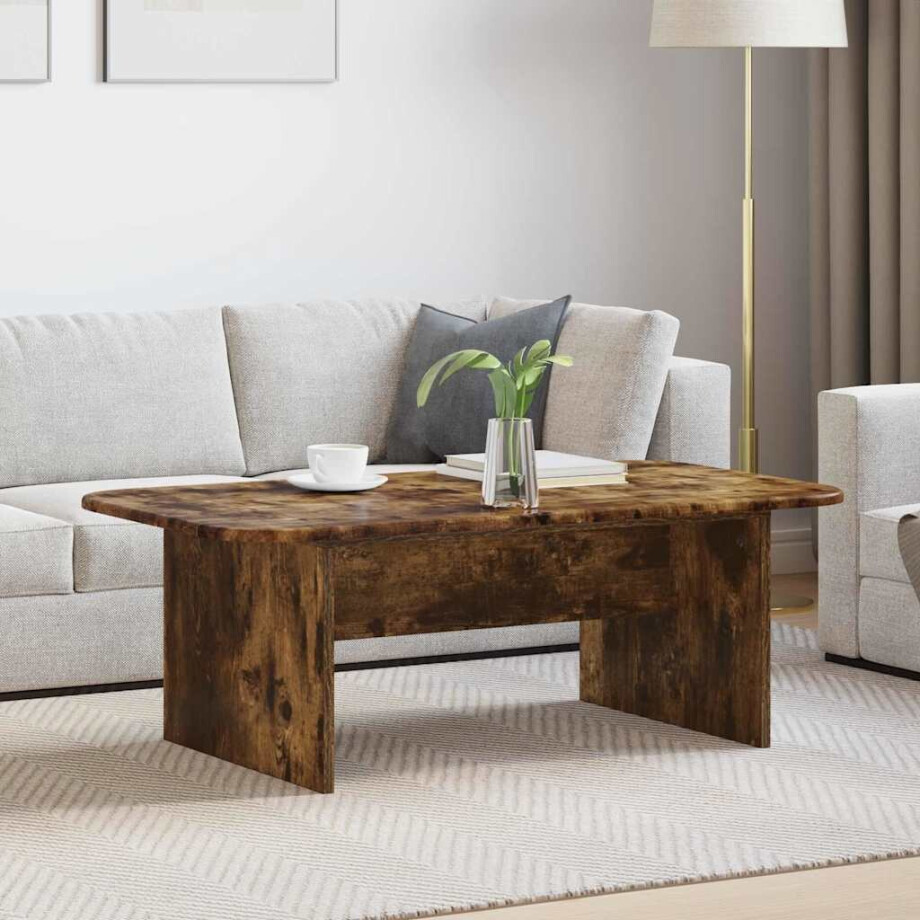 vidaXL Salontafel Gerookt eiken 93 x 53 x 33 cm Bewerkt hout afbeelding 1