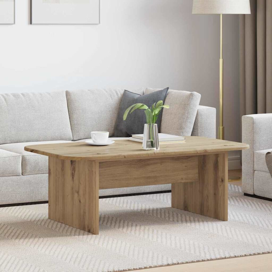 vidaXL Salontafel Artisan Eiken 93 x 53 x 33 cm Bewerkt hout afbeelding 1