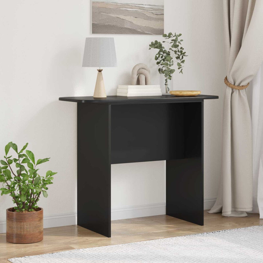 vidaXL Wandtafel Zwart 93 x 40 x 75 cm Bewerkt hout vidaXL Wandtafel Zwart 93 x 40 x 75 cm Bewerkt hout afbeelding 1