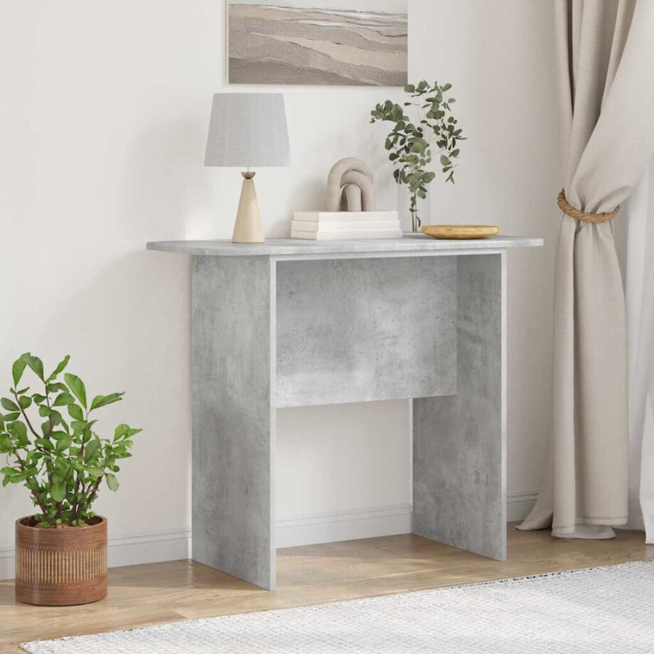 vidaXL Wandtafel Beton Grijs 93 x 40 x 75 cm Bewerkt hout afbeelding 1