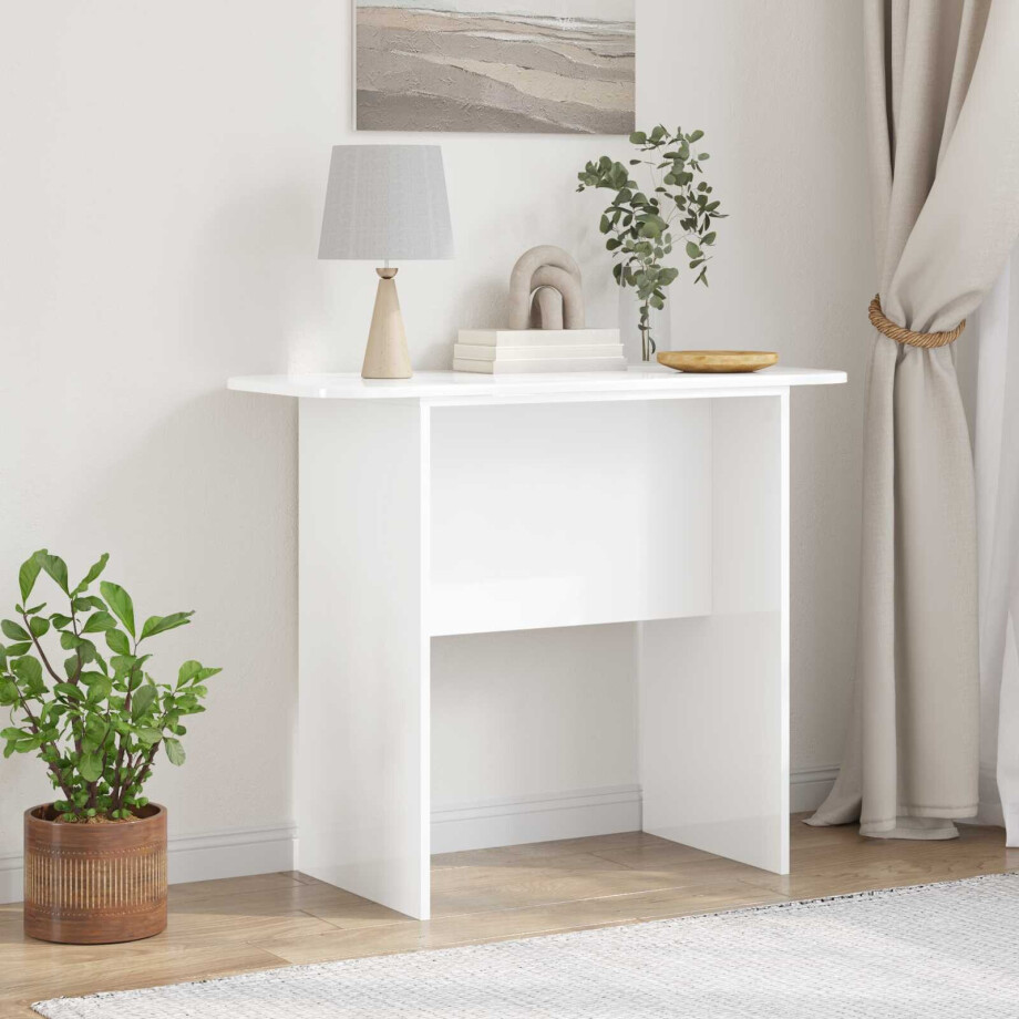 vidaXL Wandtafel Hoogglans wit 93 x 40 x 75 cm Bewerkt hout afbeelding 1