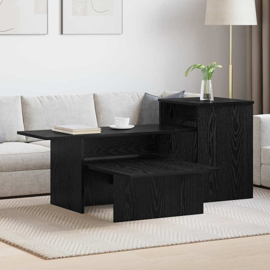vidaXL Wandtafel Zwart Eiken 91,5 x 35 x 38,5 cm Bewerkt hout vidaXL Wandtafel Zwart Eiken 91,5 x 35 x 38,5 cm Bewerkt hout afbeelding 1