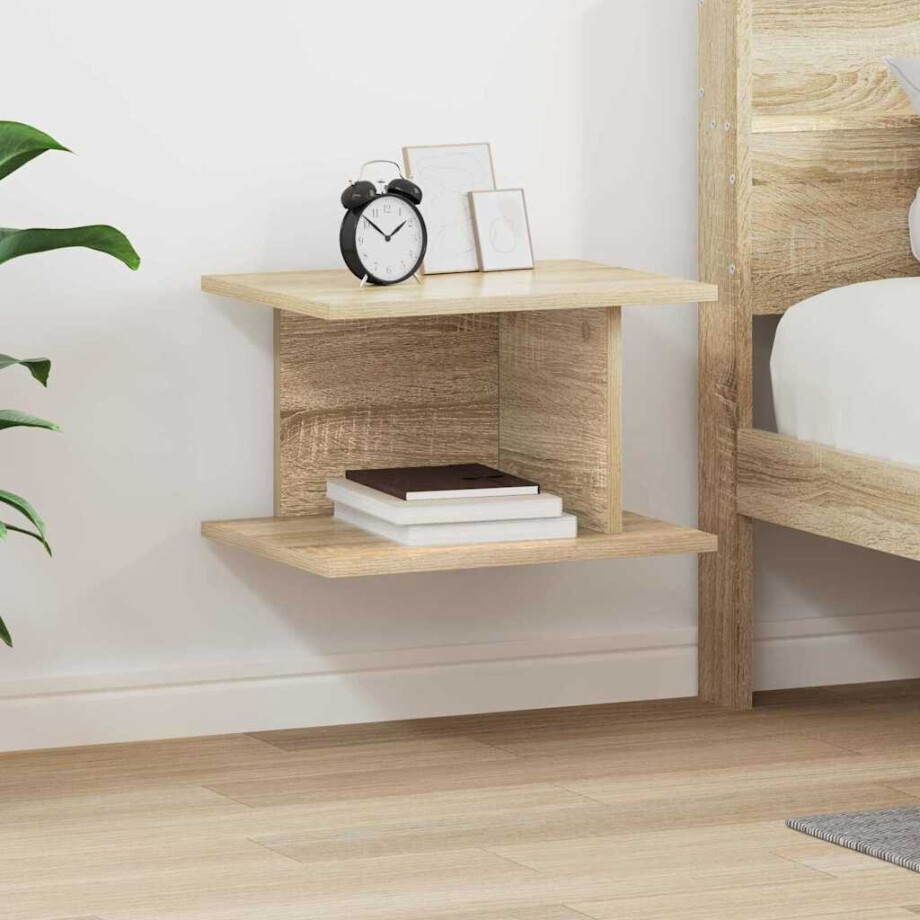 vidaXL Nachtkastje Sonoma Eiken 40 x 30 x 25 cm Bewerkt hout afbeelding 1
