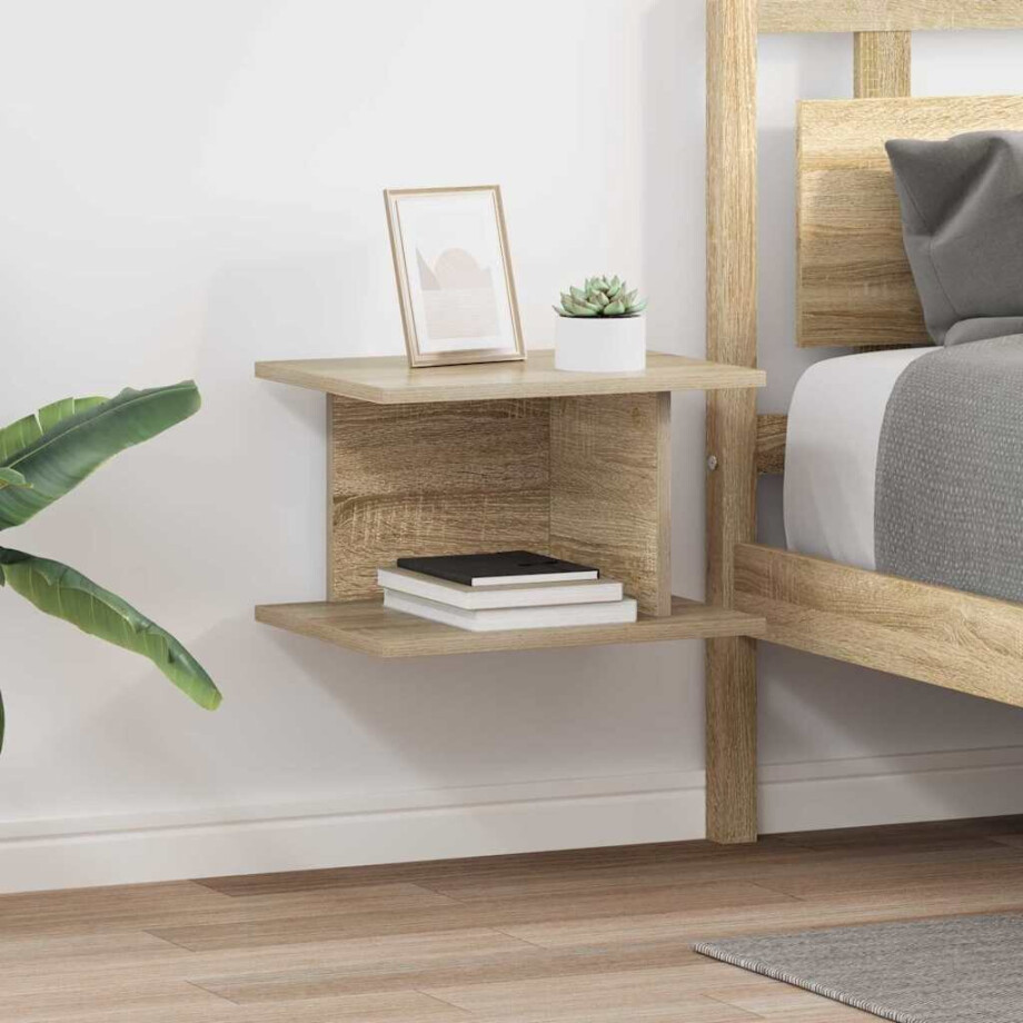 vidaXL Nachtkastje 2 pcs Sonoma Eiken 40 x 30 x 25 cm Bewerkt hout afbeelding 1