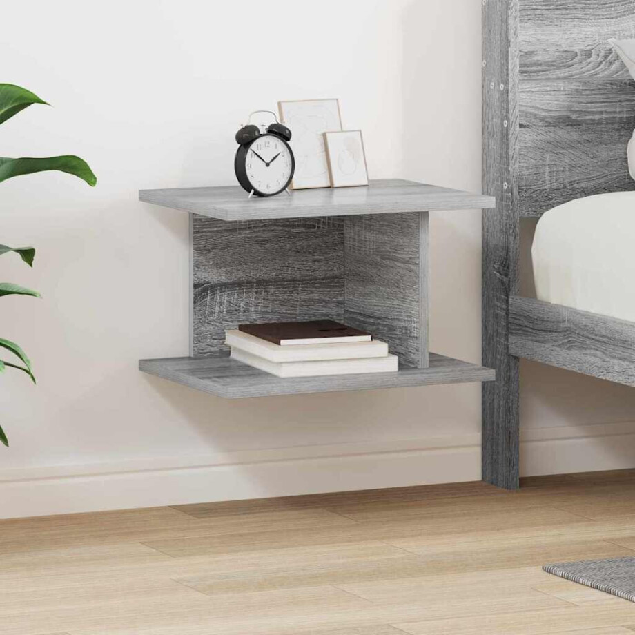 vidaXL Nachtkastje Grijs Sonoma 40 x 30 x 25 cm Bewerkt hout vidaXL Nachtkastje Grijs Sonoma 40 x 30 x 25 cm Bewerkt hout afbeelding 1