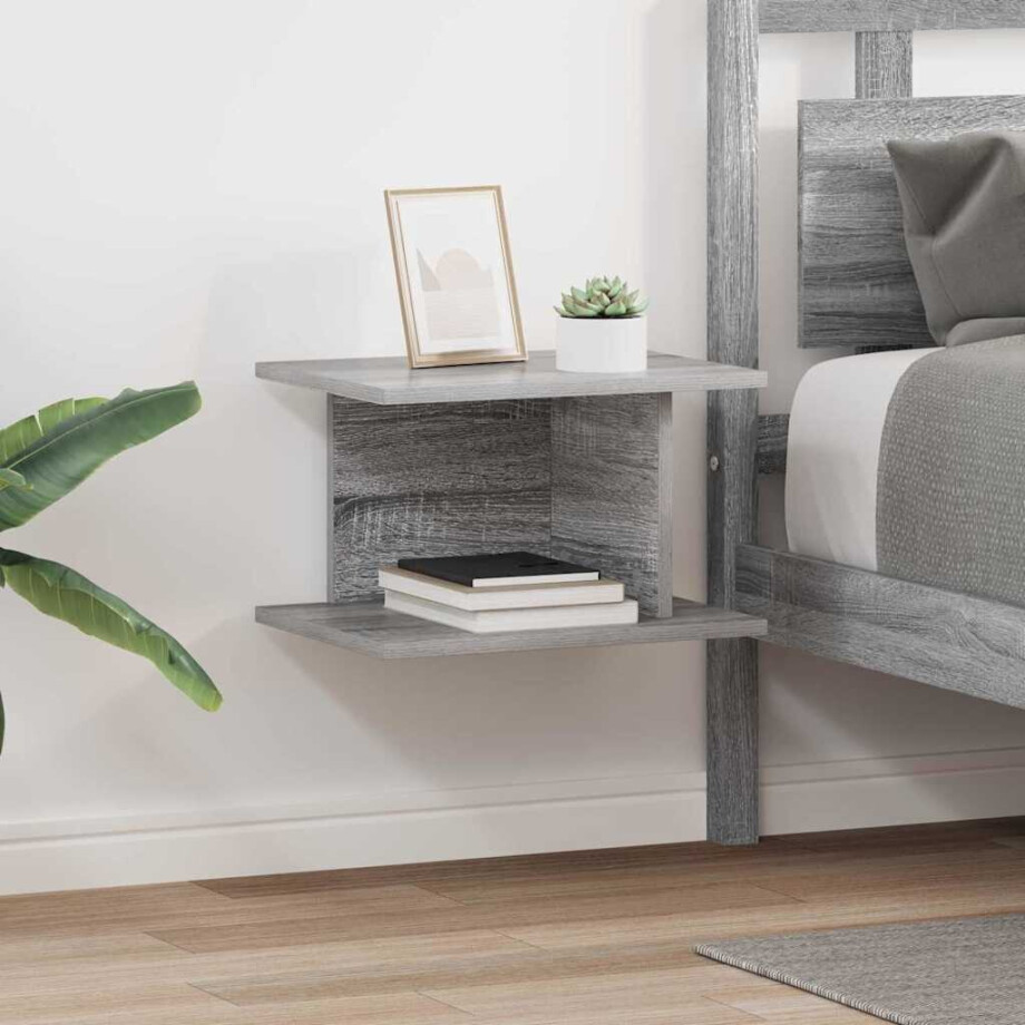 vidaXL Nachtkastje 2 pcs Grijs Sonoma 40 x 30 x 25 cm Bewerkt hout vidaXL Nachtkastje 2 pcs Grijs Sonoma 40 x 30 x 25 cm Bewerkt hout afbeelding 1