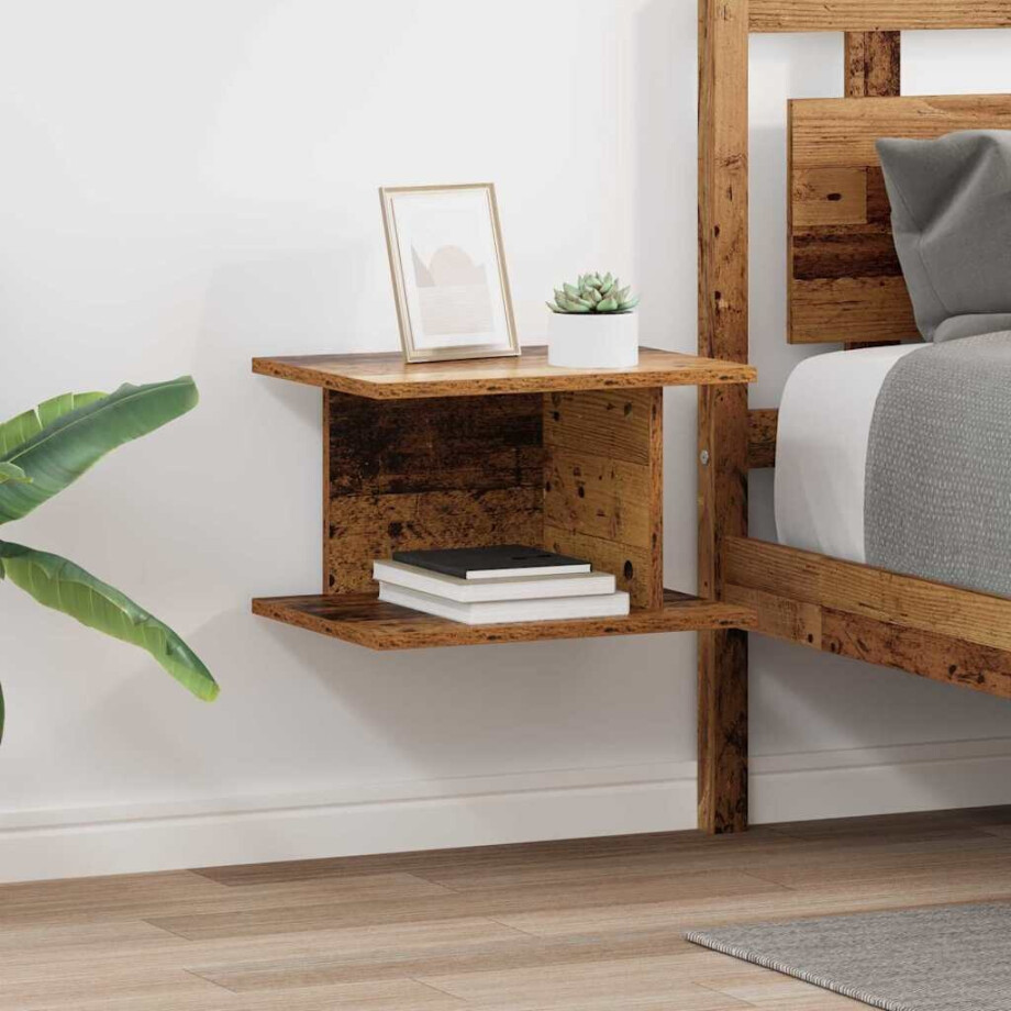 vidaXL Nachtkastje 2 pcs Oudhout 40 x 30 x 25 cm Bewerkt hout afbeelding 1