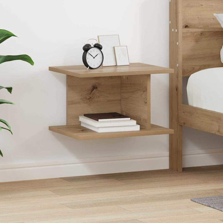 vidaXL Nachtkastje Artisan Eiken 40 x 30 x 25 cm Bewerkt hout afbeelding 1