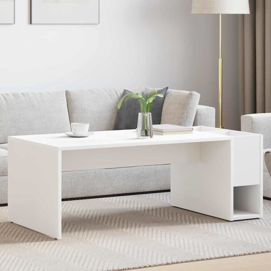 vidaXL Salontafel Wit 101,5 x 50 x 37 cm Bewerkt hout afbeelding 1