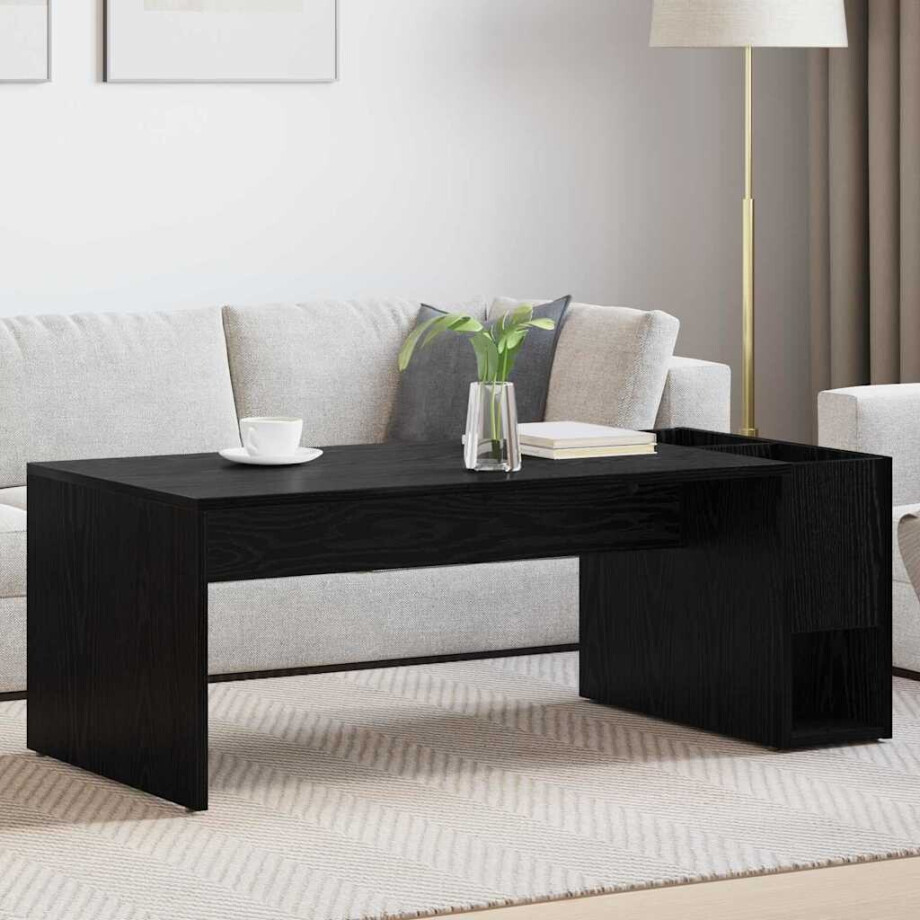 vidaXL Salontafel Zwart Eiken 101,5 x 50 x 37 cm Bewerkt hout afbeelding 1