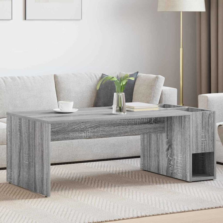 vidaXL Salontafel Grijs Sonoma 101,5 x 50 x 37 cm Bewerkt hout afbeelding 1