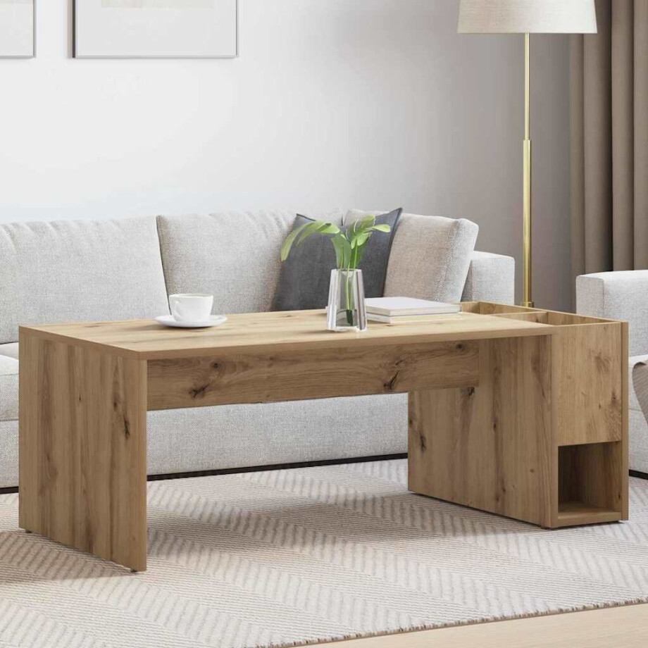 vidaXL Salontafel Artisan Eiken 101,5 x 50 x 37 cm Bewerkt hout afbeelding 1