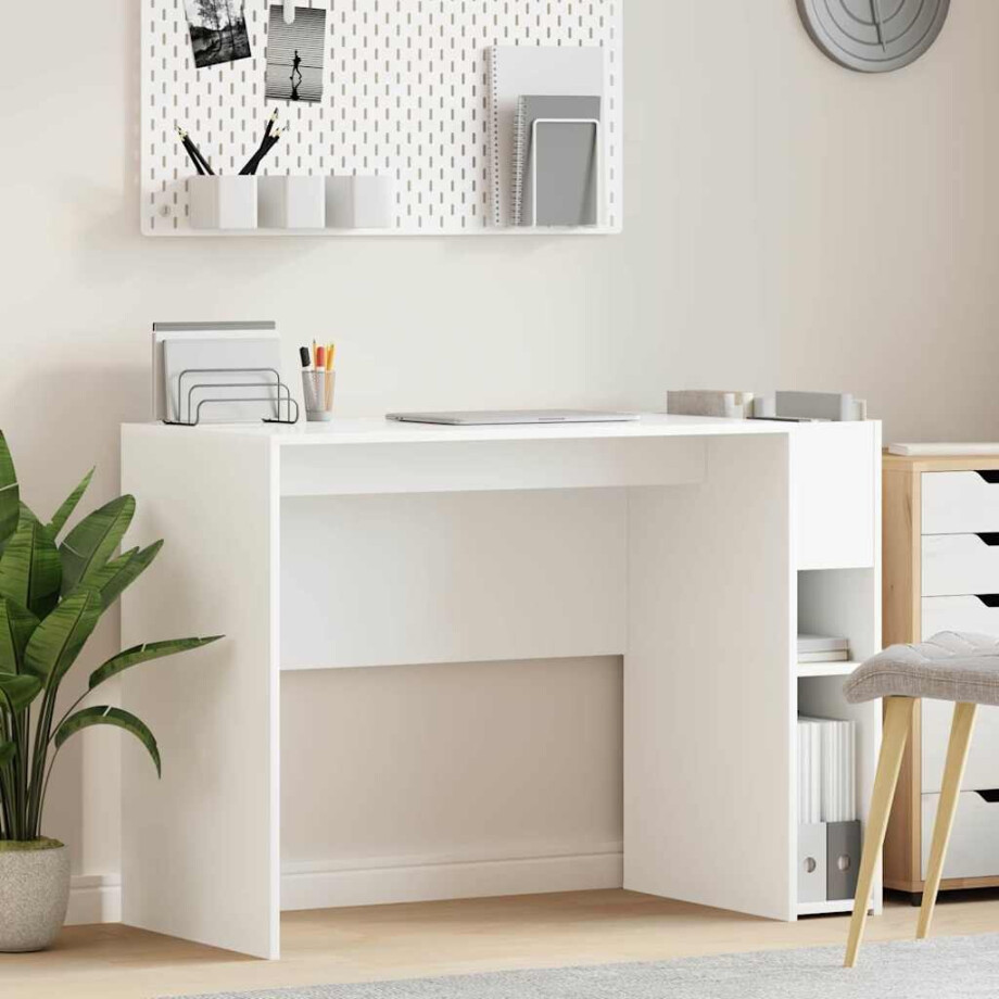 vidaXL Bureau Wit 109 x 50 x 78 cm Bewerkt hout vidaXL Bureau Wit 109 x 50 x 78 cm Bewerkt hout afbeelding 1