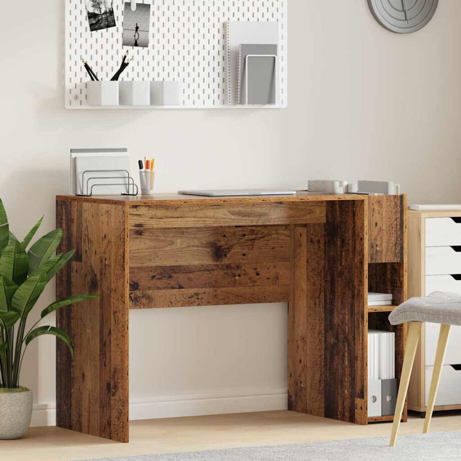 vidaXL Bureau Oudhout 109 x 50 x 78 cm Bewerkt hout afbeelding 1