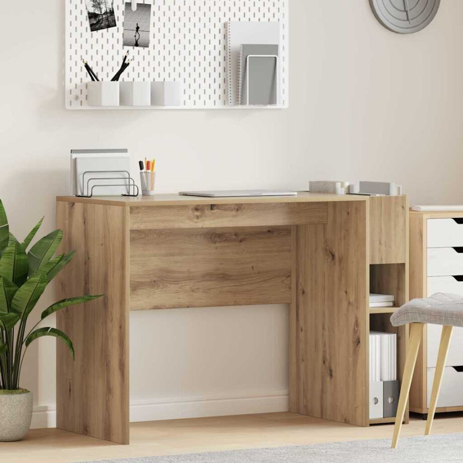 vidaXL Bureau Artisan Eiken 109 x 50 x 78 cm Bewerkt hout afbeelding 1