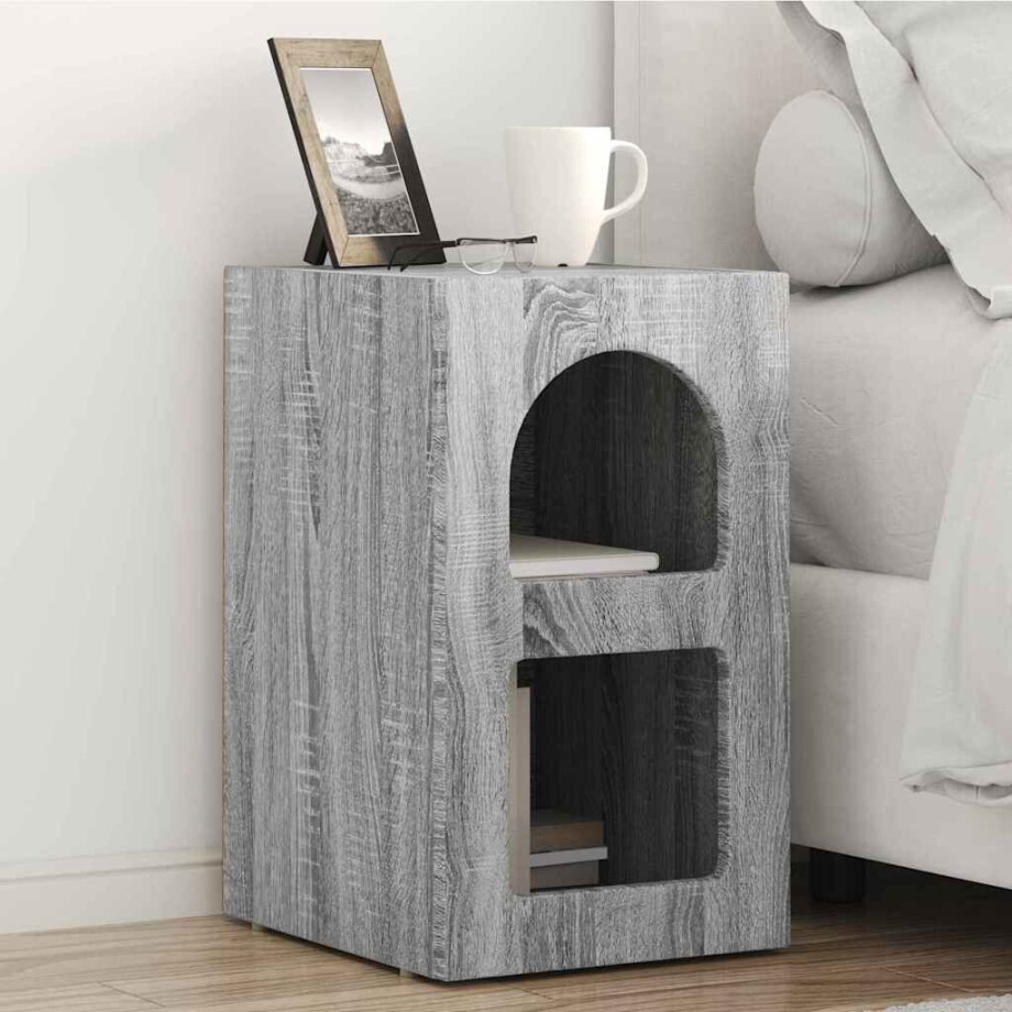 vidaXL Nachtkastje ELST Grijs Sonoma 29,5 x 33,5 x 50 cm Bewerkt hout afbeelding 1